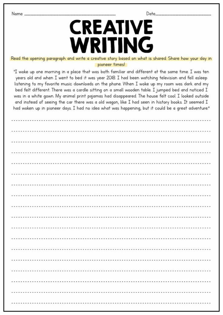 Worksheets 4th Grade Narrative Writing Creative Writing Worksheets 