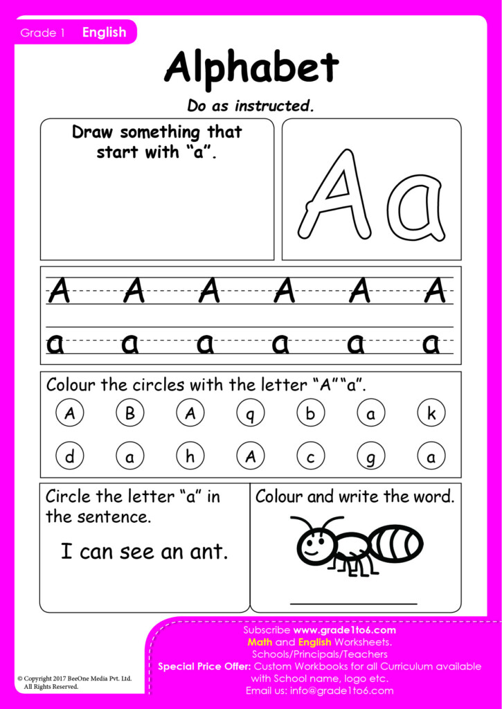 Worksheets For Grade 1 Alphabet