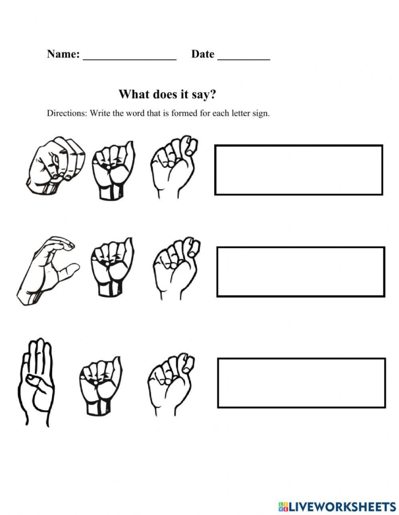 Worksheets In Asl