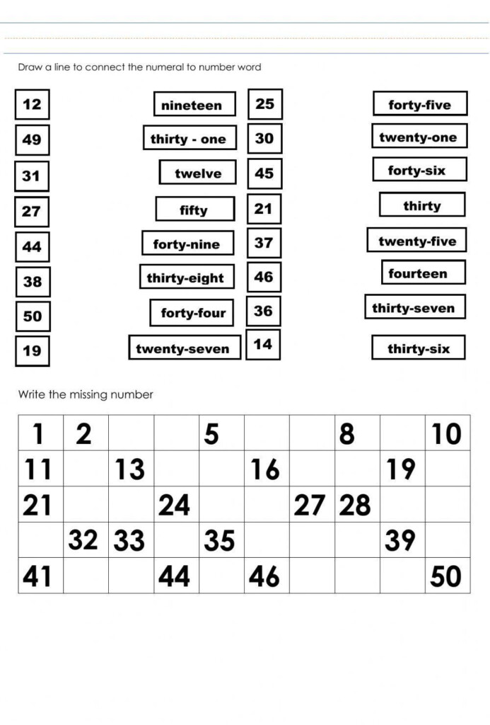 Writing Numbers 1 To 50 In Words A Worksheets Library
