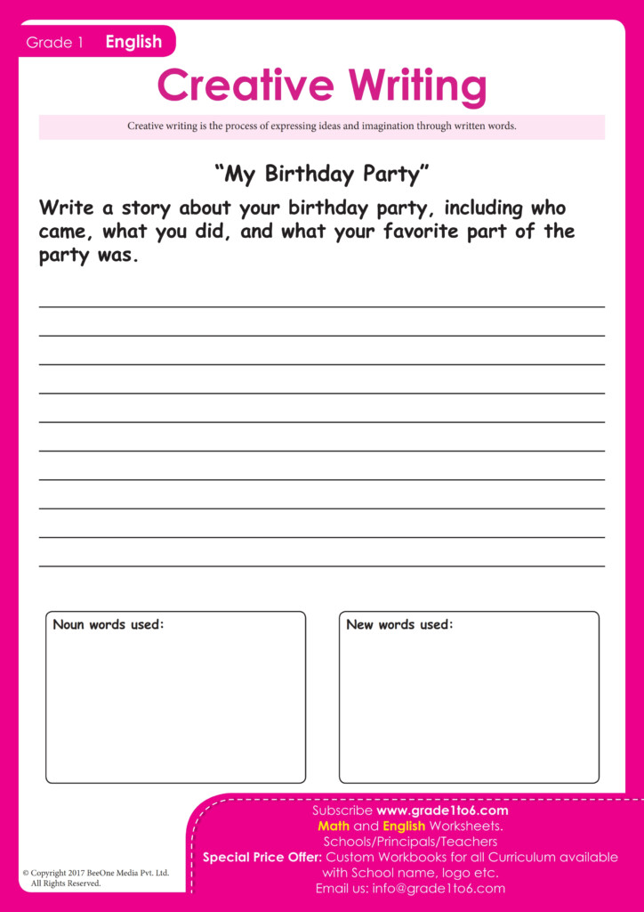Writing Worksheets Grade