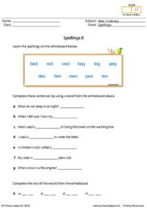 Year 1 English Worksheet