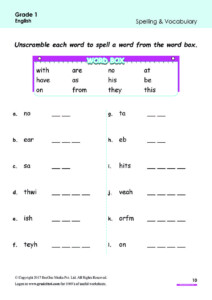 Year 1 English Worksheets Printable Word Searches
