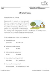 Year 3 English Worksheets Comprehension