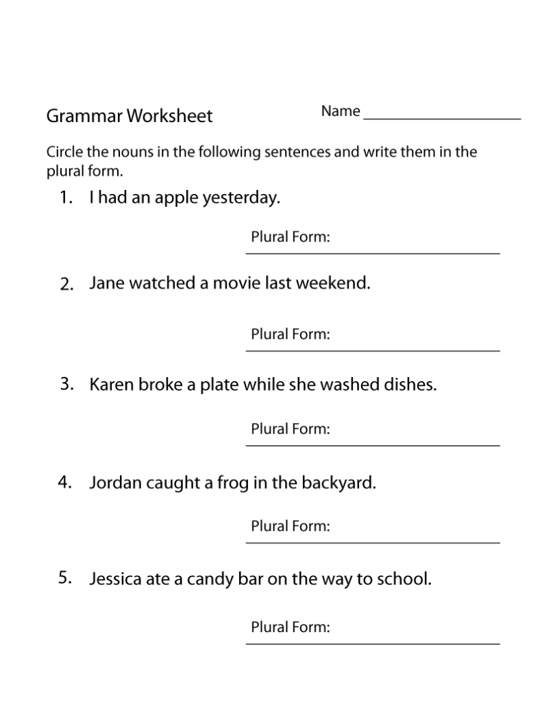 Year 4 English Worksheets With Answers