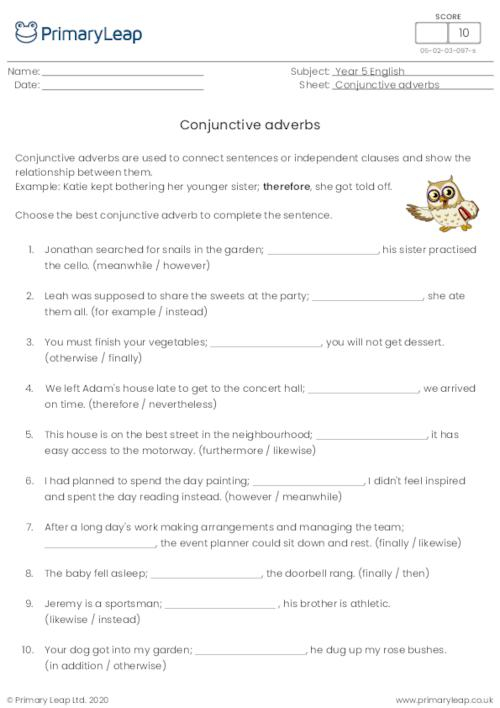 Year 5 English Worksheet