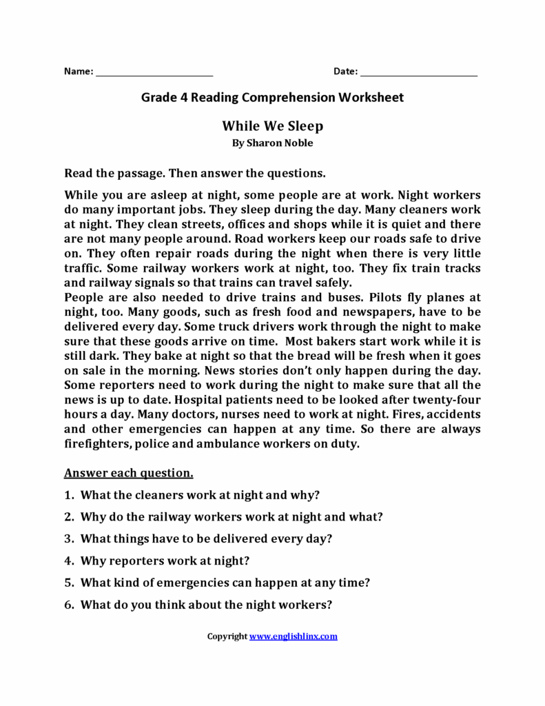 Year 6 Comprehension Worksheets Australia