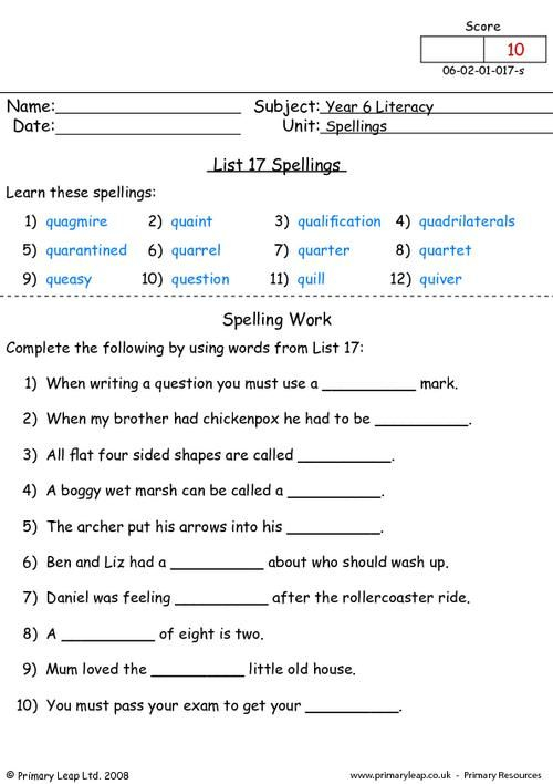 Year 6 Literacy Spellings Printable Resources Free Worksheets For 