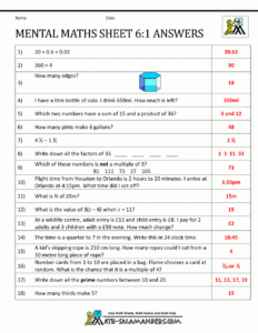 Year 6 Maths Worksheets Free Printable Free Printable