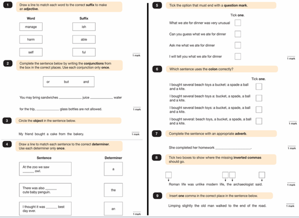 YEAR 6 SATS ENGLISH SPAG PAPER 46 Q CONDENSED LESS PRINTING WORD 